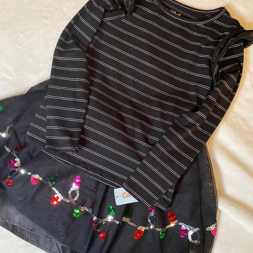NWT Cat & Jack Black Ruffle Sleeve Shirt